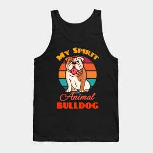 Bulldog My Spirit Animal Dog Lover Cute Sunser Retro Funny Tank Top